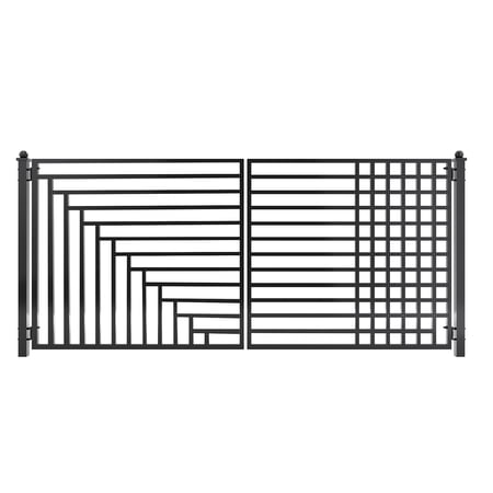 ALEKO Yard Garden Modern Kyiv Style Dual Swing Steel Driveway Gate 18 ft Black