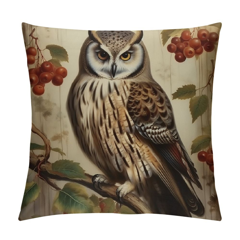 ALEPADNF Cabin Throw Pillow Cover owl Animal Vintage Tree Leaf Bird