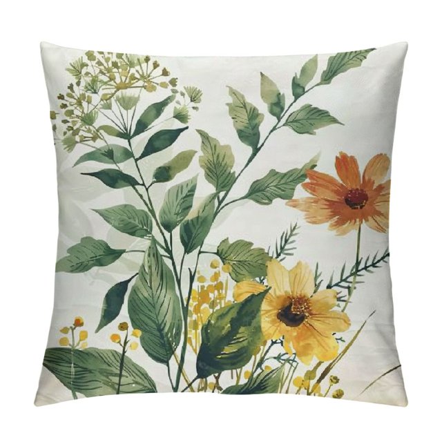ALEPADNF Floral Throw Pillow Cushion Cover, Watercolor Style Flowers of