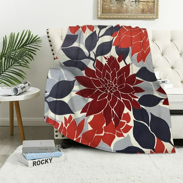 ALEPADNF Flowers Print Flannel Throw Blanket, All Seasons Hand/Machine