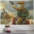 ALEPADNF Funny Animals Tapestry, Cat Cowboy with Rifle Rides A Horse on