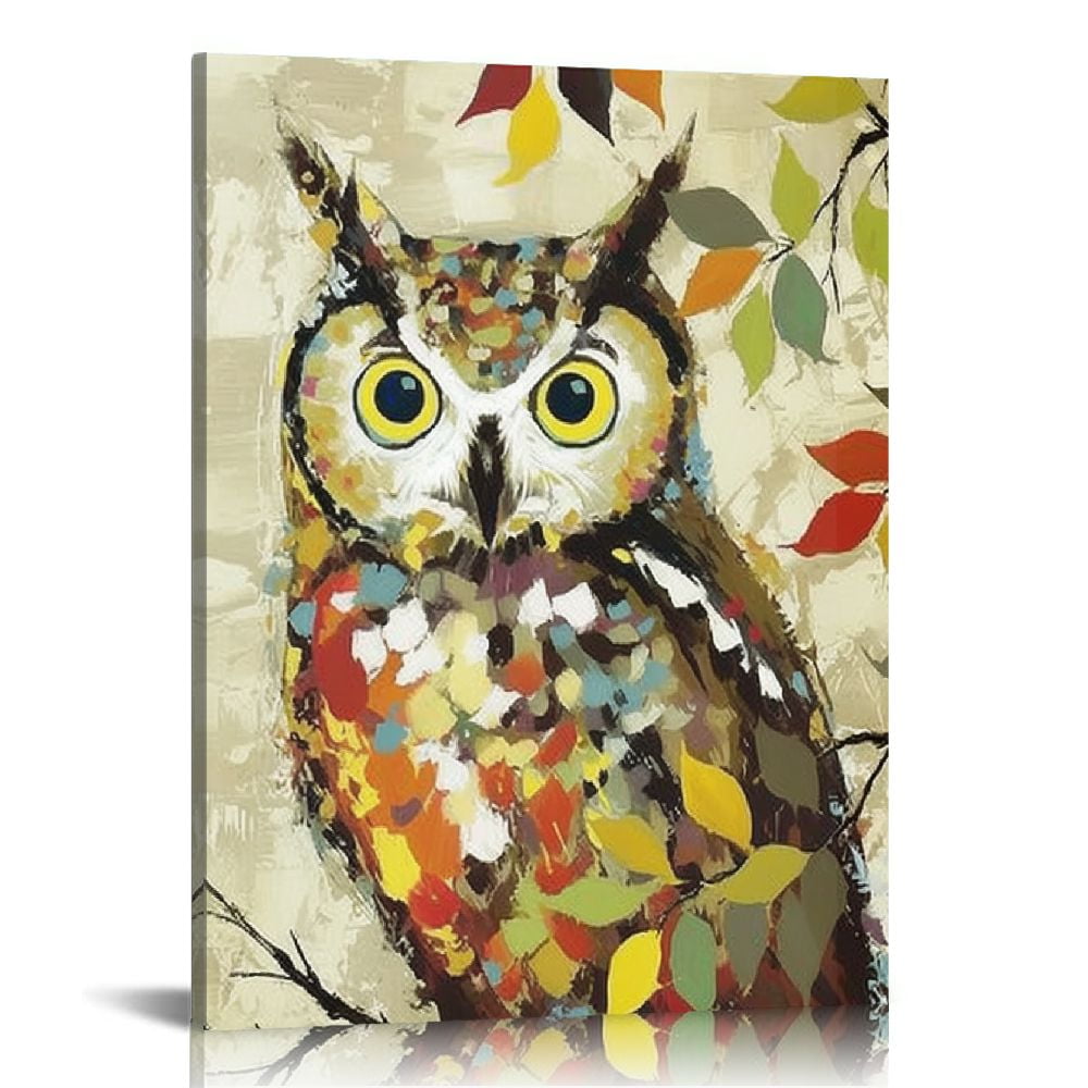 ALEPADNF Funny Owl Canvas Wall Art Cute Animal Pictures Artwork Vintage ...