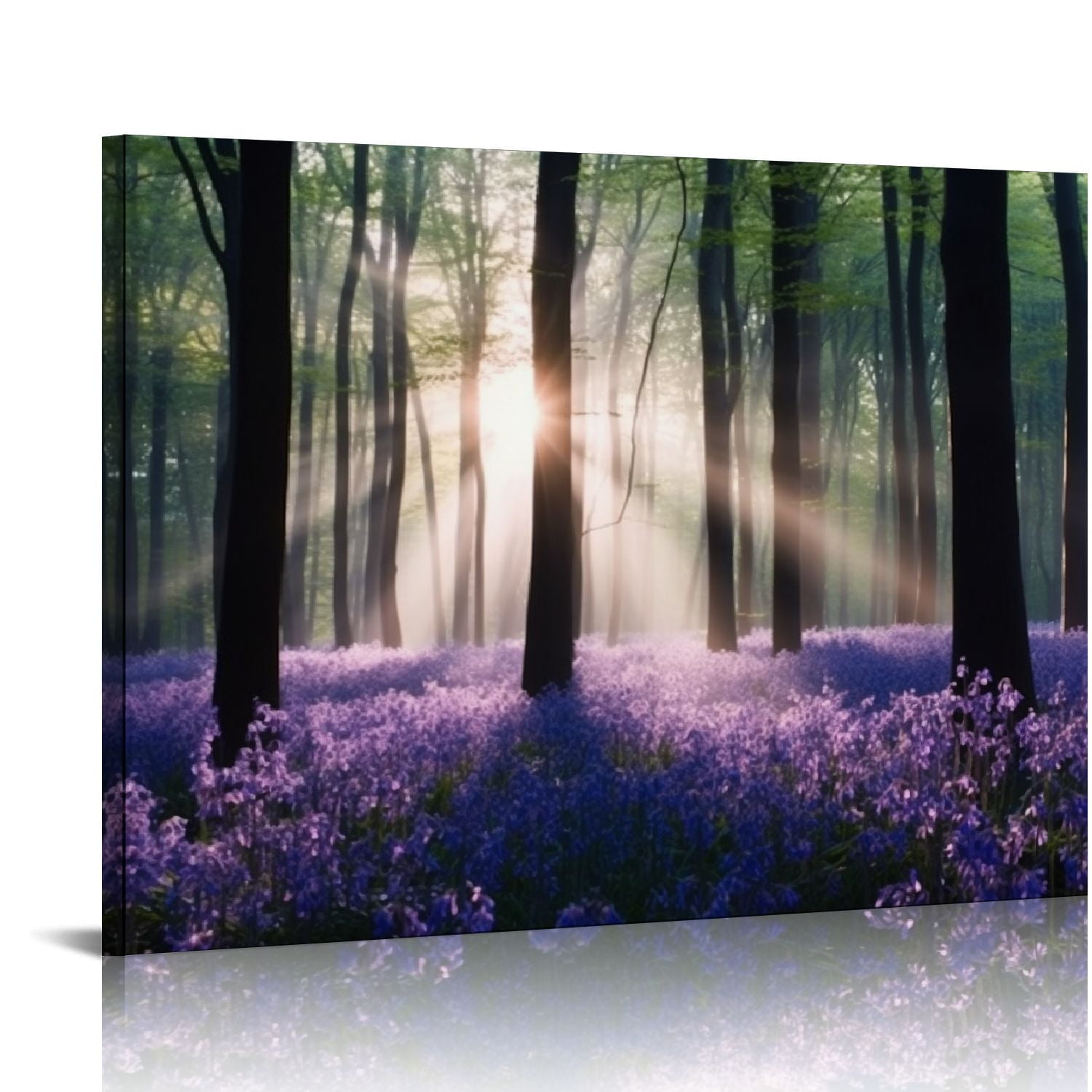 ALEPADNF Large Purple Canvas Wall Art Sunshine Lavender Flowers Forest
