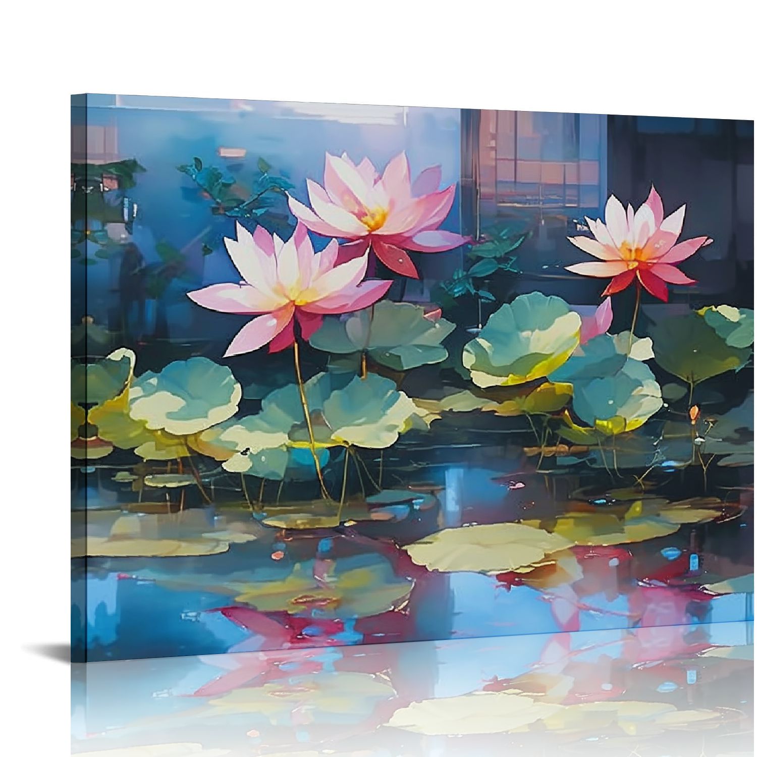 ALEPADNF Lotus Flower Canvas Wall Art Blooming Water Lily Picture ...