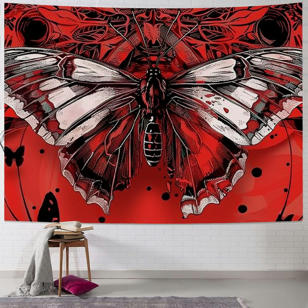 ALEPADNF Moth Tapestry Gothic Bat Tapestries Wall Hanging for Living Room Bedroom Aesthetic