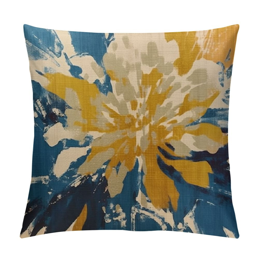 ALEPADNF Navy Blue Gold Decorative Throw Pillow Covers Abstract Teal