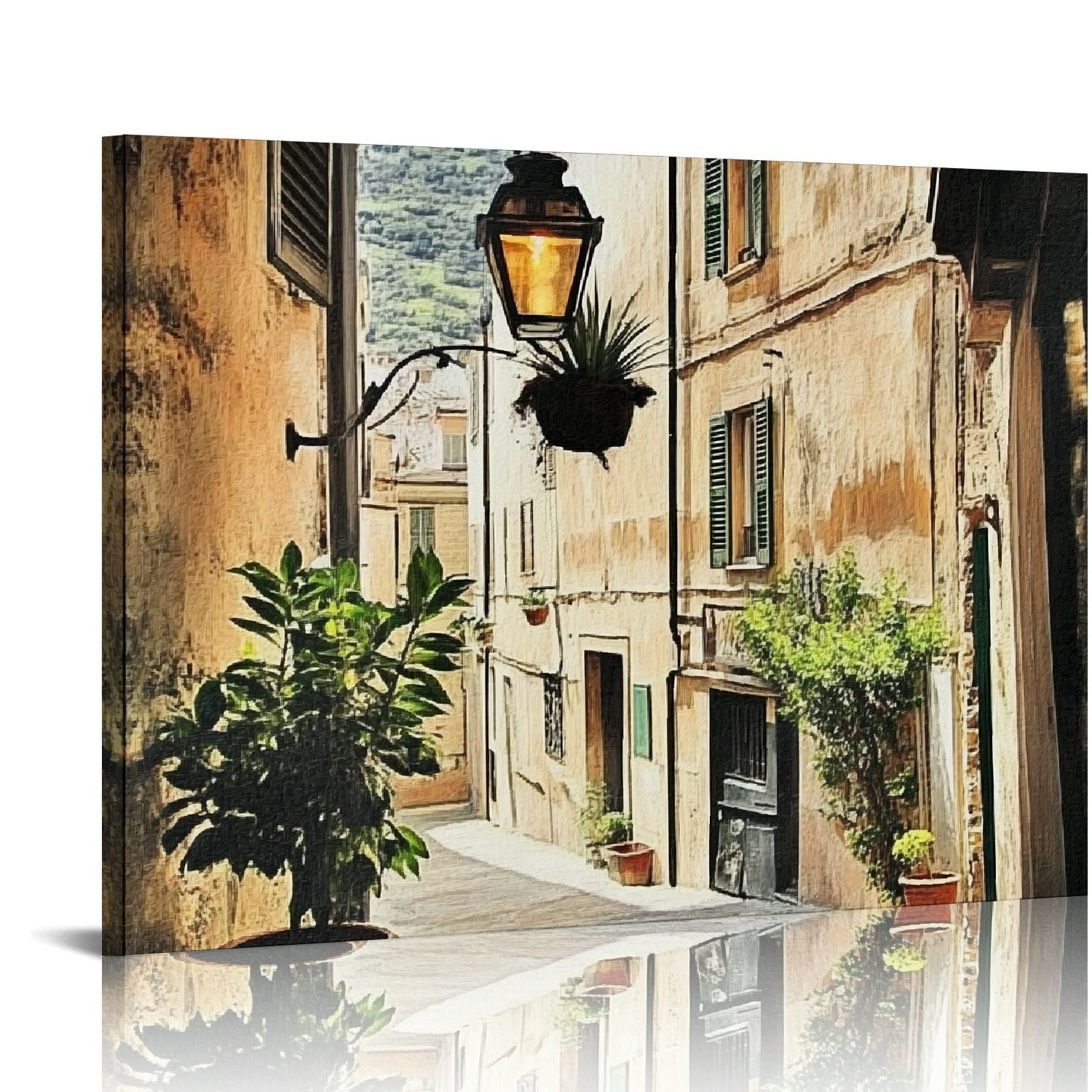 ALEPADNF Old Mediterranean Town Street Pictures Painting Vintage
