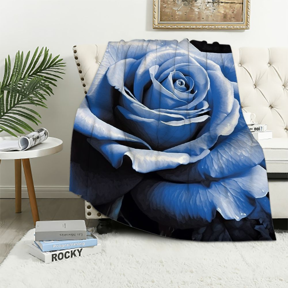 ALEPADNF Rose Print Flannel Throw Blanket, Soft Plush Lightweight