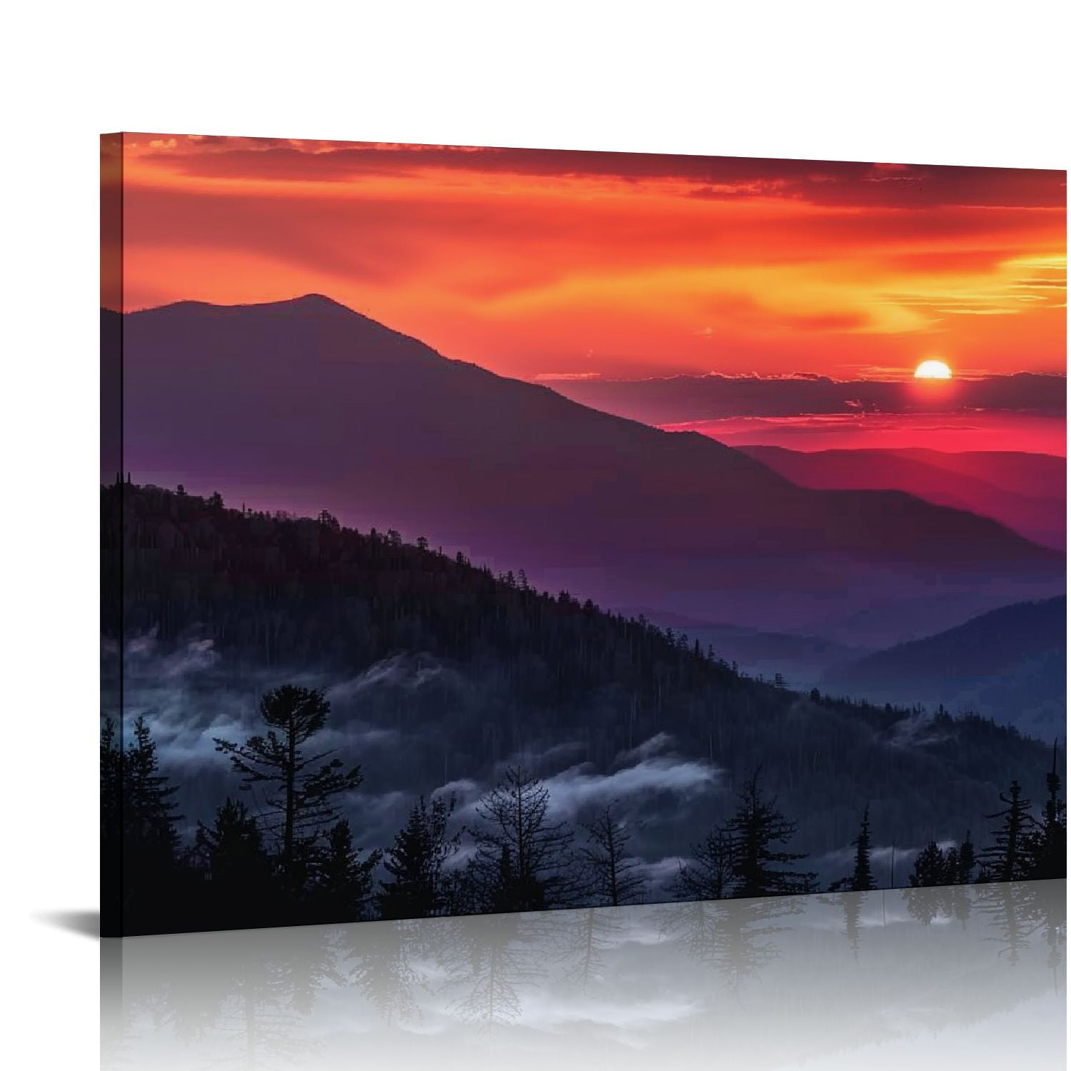 ALEPADNF Smoky Mountain Wall Art Sunrise Over Blue Ridge Mountains