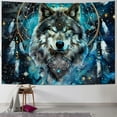 ALEPADNF Trippy Wolf Moon Phase Tapestry, Cool Animal Aesthetic Galaxy