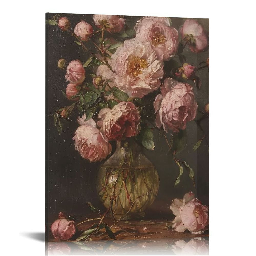 ALEPADNF Vintage Peony Flowers Wall Art Dark Academia Botanical Flower ...