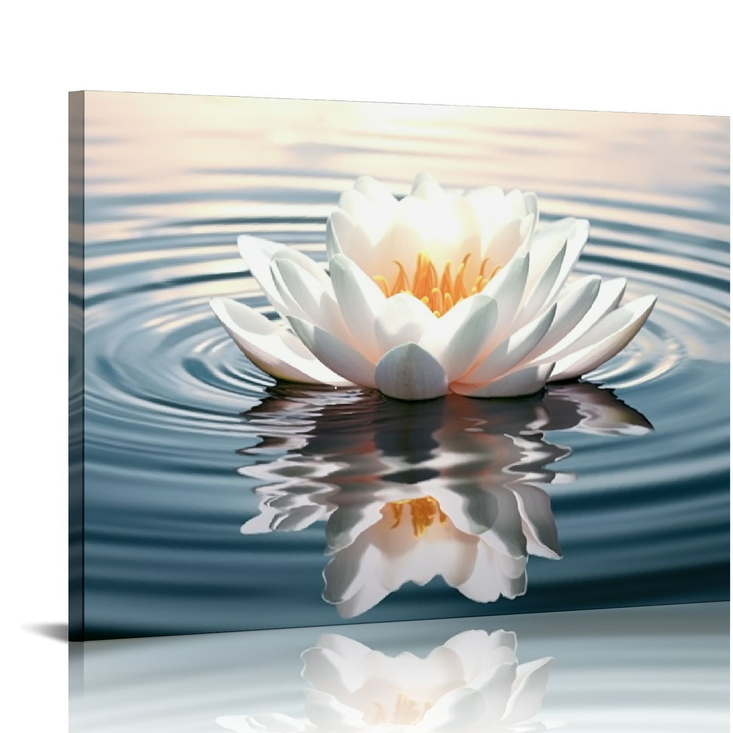 ALEPADNF Zen Wall Art White lotus Flowers Picture Canvas Print Barhroom