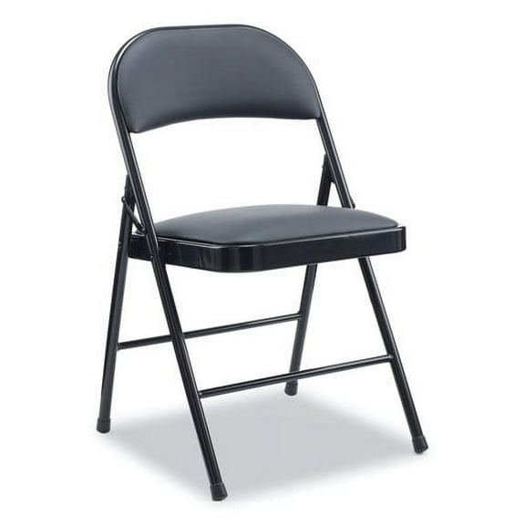 ALERA PU PADDED FOLDING CHAIR, SUPPORTS UP TO 250 LB, BLACK SEAT/BACK, BLACK BASE, 4/CARTON | Bundle of 2 Cartons