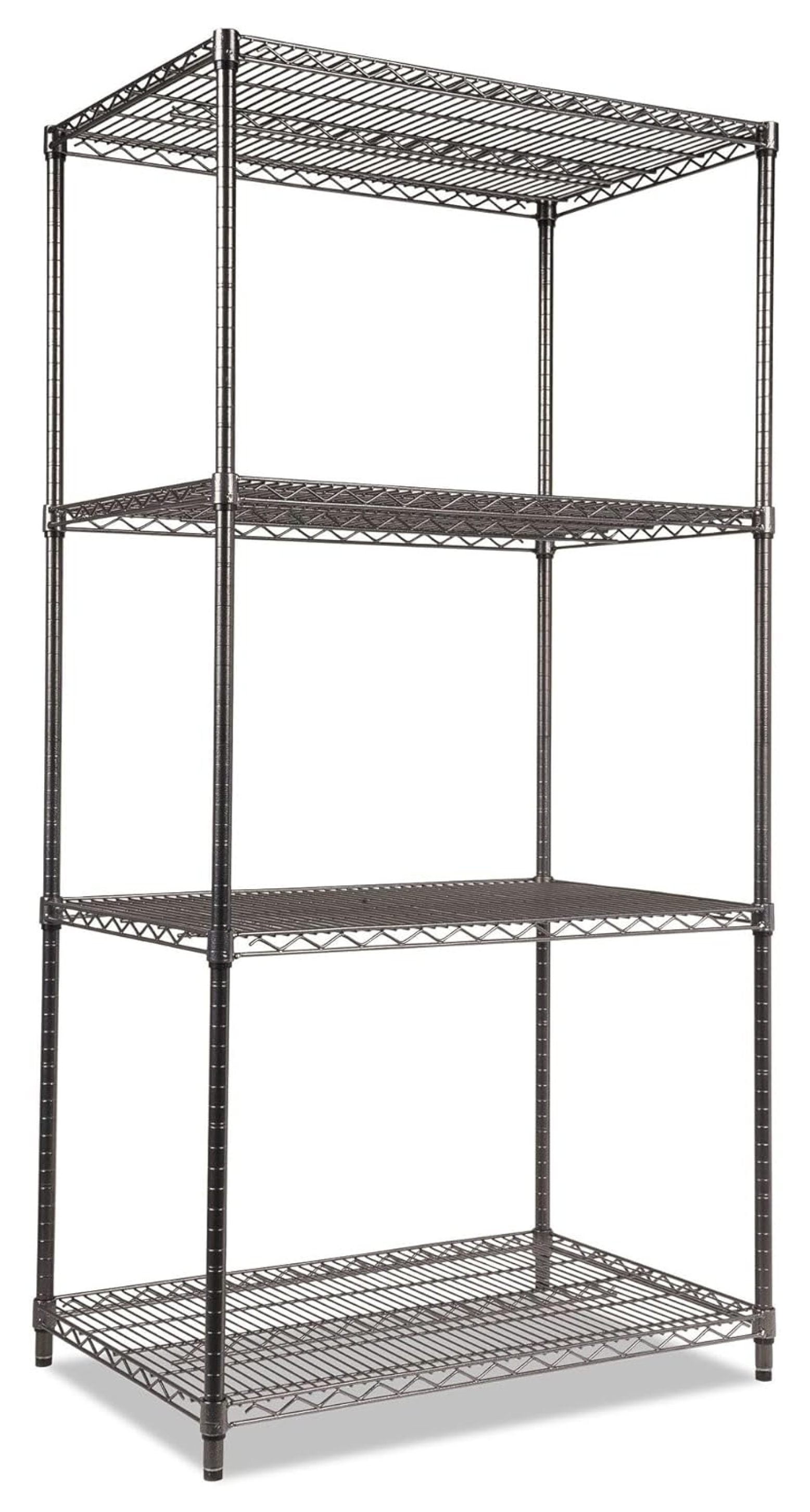 Black Anthracite 36'' W Metal Four-Shelf Wire Shelving Unit