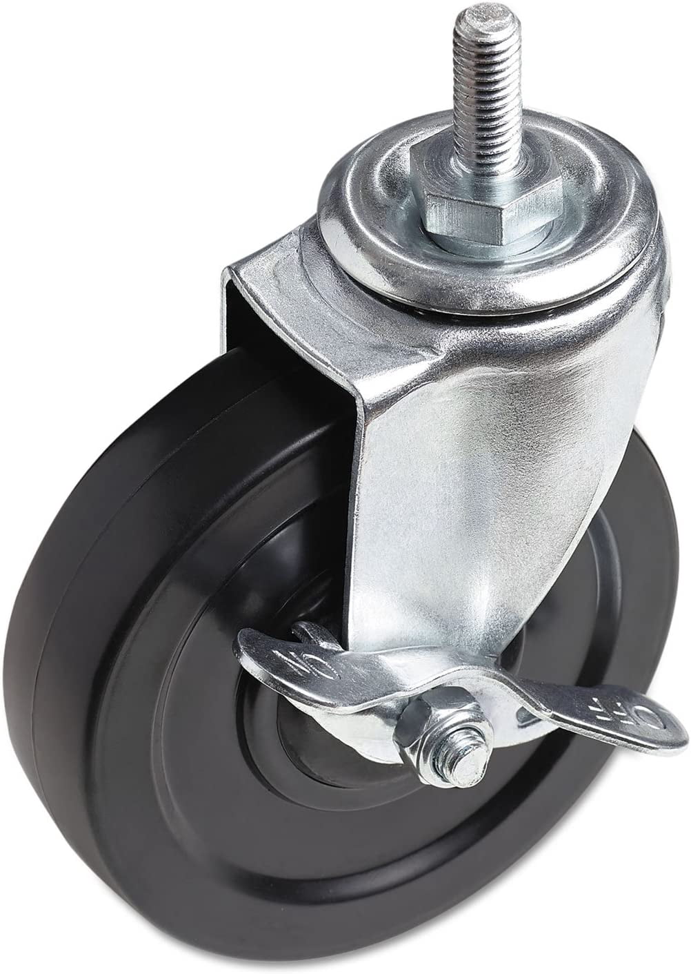 ALESW790004 3 Wheel 2 Locking Optional Grip Ring Stem Casters for Wire Shelving - Black (4/Set)