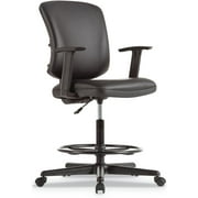 ALETE4619 Bonded Leather Seat/Back Supports Up To 275 Lbs., 20.9 In. To 29.6 In. Seat Height Everyday Task Stool - Black