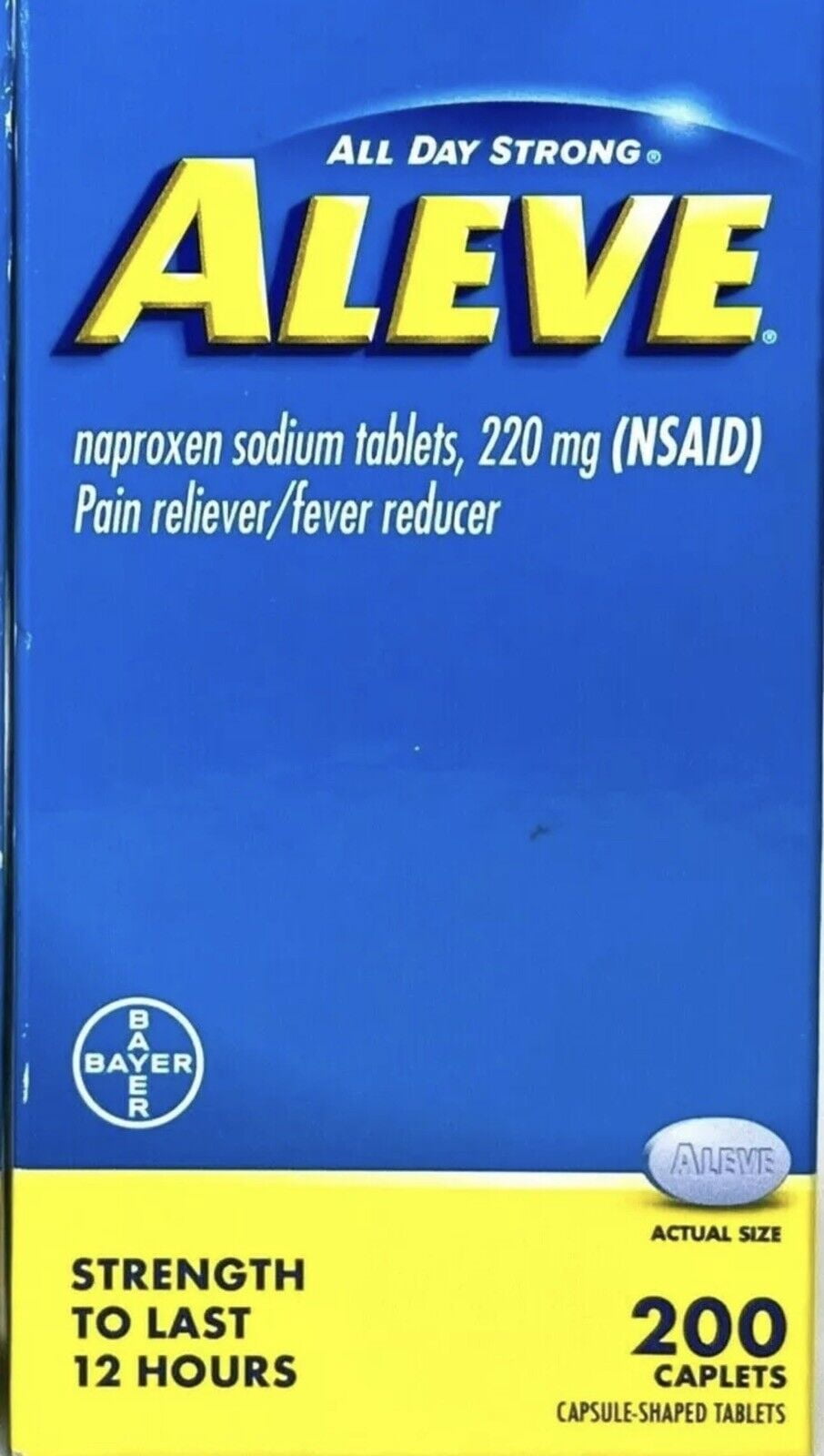 ALEVE 200 CAPLETS NAPROXEN SODIUM 220 mg (NSAID) PAIN RELIEVER
