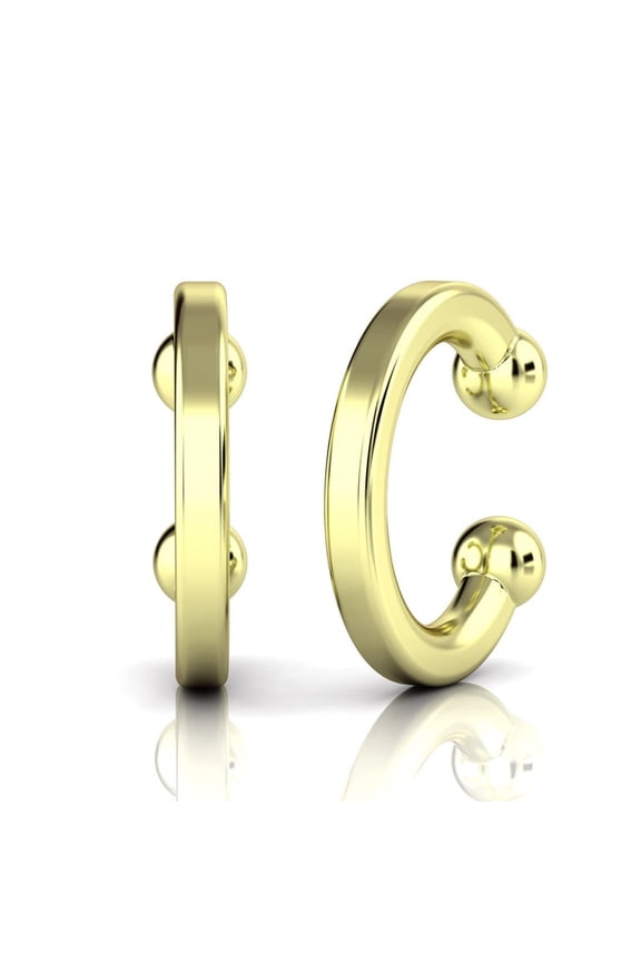 14K Gold Plated 925 Sterling Silver Earrings Cuff | Silver Huggies Cartilage Earring Gold Plated Ear Cuff | Plain Sterling Silver Ear Cuff Earrings for Women & Men | 12mm Yellow Gold Ear Cuff