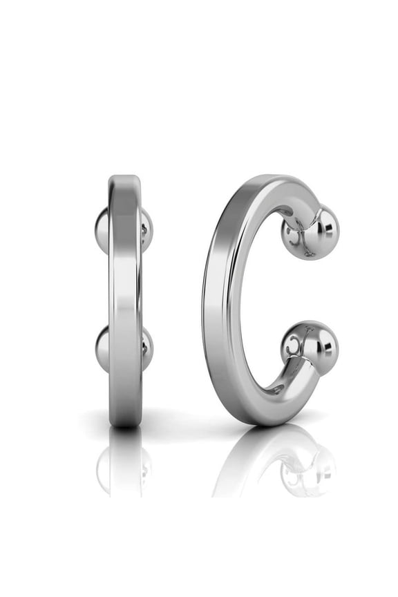 14K Gold Plated 925 Sterling Silver Earrings Cuff | Silver Huggies Cartilage Earring Gold Plated Ear Cuff | Plain Sterling Silver Ear Cuff Earrings for Women & Men | 12mm White Gold Ear Cuff