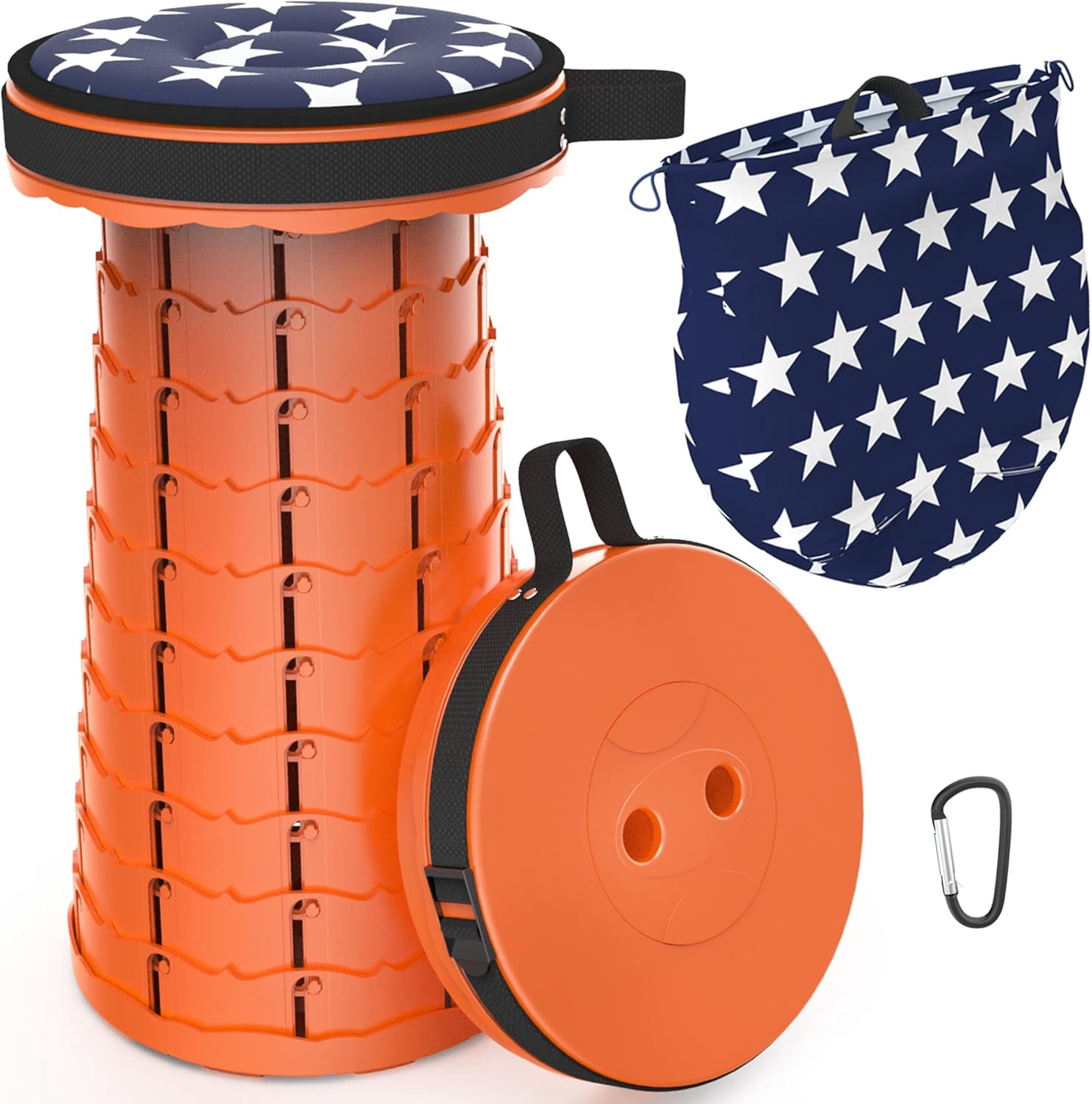 ALEVMOOM Portable Retractable Stool - Telescoping Camping Stool With Swivel Cushion, Holds 440lbs