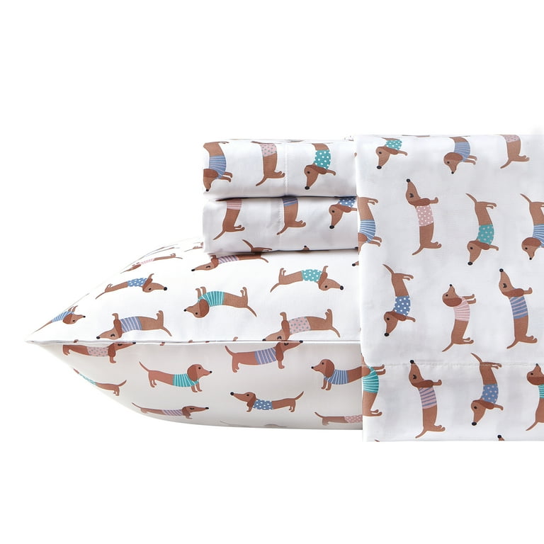 ALEX BELLA Dressed Dogs Brown Brushed Soft Microfiber 4 PC Kids Sheet Set Full Walmart