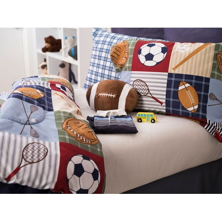 ALEX + BELLA Team Sport Collegiate Navy/Blue/Tan Ultra Soft Comforter Set 4 Piece - Full Size Full 4 Piece