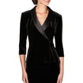 thumbnail image 1 of ALEX EVENINGS $119 Womens New Black Velvet Peplum Top S B+B, 1 of 2