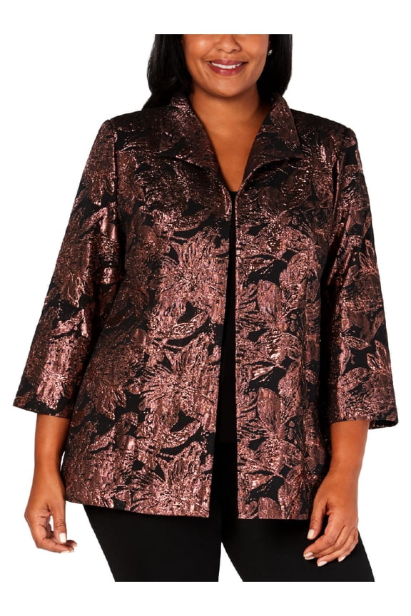 Womens Plus 2PC Metallic Jacket Pink 1X