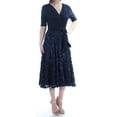 thumbnail image 1 of ALEX EVENINGS $189 Womens New 1258 Navy Sequined V Neck Faux Wrap Dress 8 B+B, 1 of 2