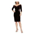 thumbnail image 1 of ALEX EVENINGS Womens Burgundy 3/4 Sleeve Knee Length Sheath Evening Dress 10, 1 of 2