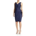 thumbnail image 1 of ALEX EVENINGS Womens Navy Beaded Sleeveless V Neck Sheath Dress 4, 1 of 2