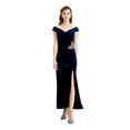 thumbnail image 1 of ALEX EVENINGS Womens Navy Short Sleeve Off Shoulder Maxi Evening Sheath Dress 18, 1 of 4