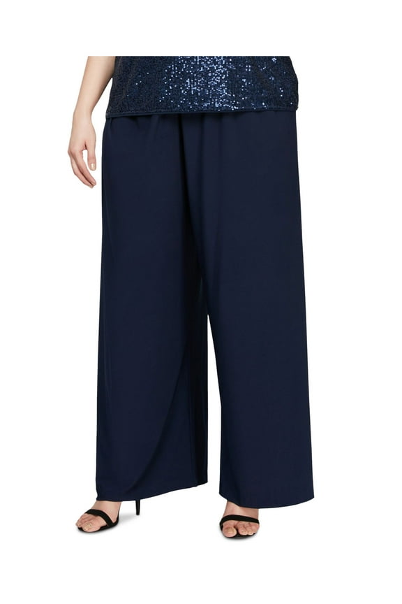 Womens Navy Wear To Work Straight leg Pants Plus 2X