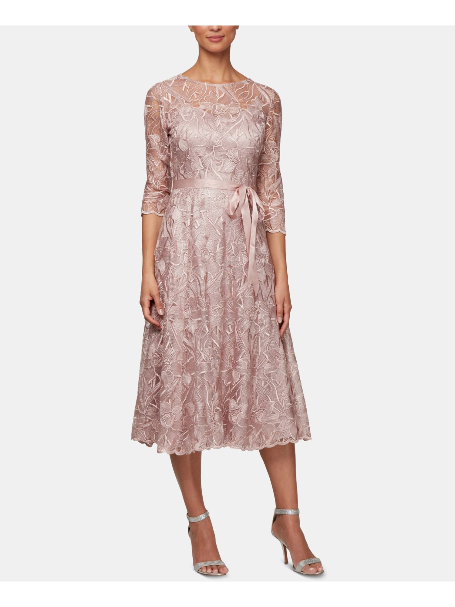 Alex Evenings Womens Lace Floral Midi Dress - Walmart.com