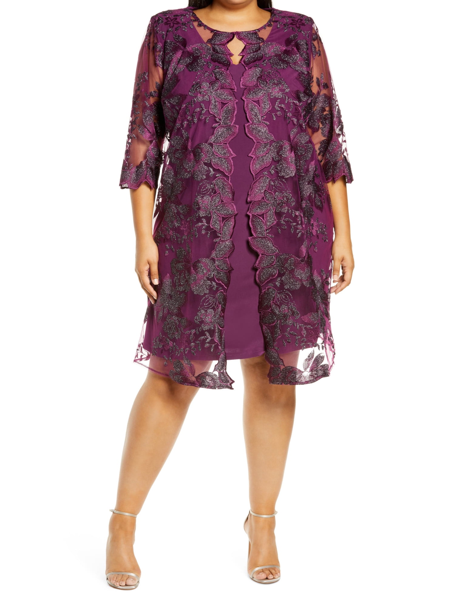Alex evenings embroidered 2025 jacket dress