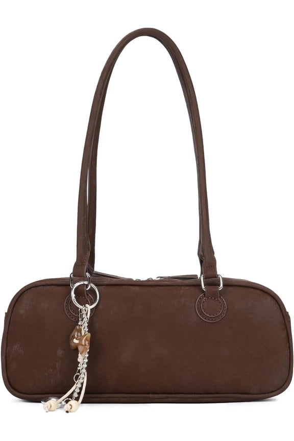 ALEX & MIA Swing Zip  Bag for Women, Small Lightweight Purse with Silky-Smooth Vegan Leather & Elegant Charm Detail