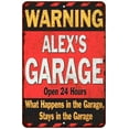 thumbnail image 1 of ALEX'S Garage Warning Man Cave Wall Decor 12x18 Metal Sign 112180030159, 1 of 1