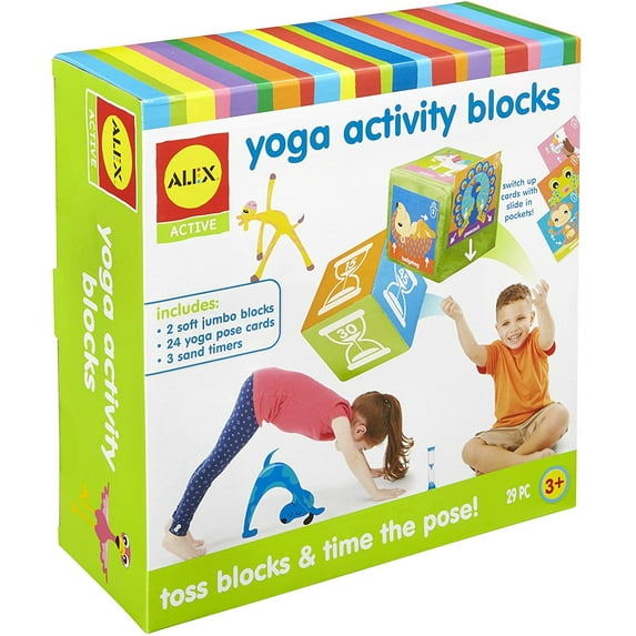 ALEX Toys Active Yoga Blocks Kids 3+ 2 Foam Blocks 24 Pose Cards