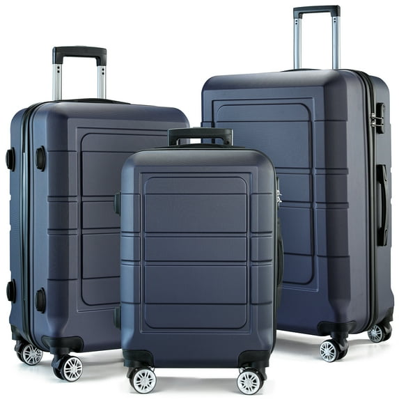 ALEX VANDO Traveler Luggage Sets On Clearance Suitcase With Wheels For Women Men 3pcs Set Carry on Luggage for Airplane Black (20"/24"/28")