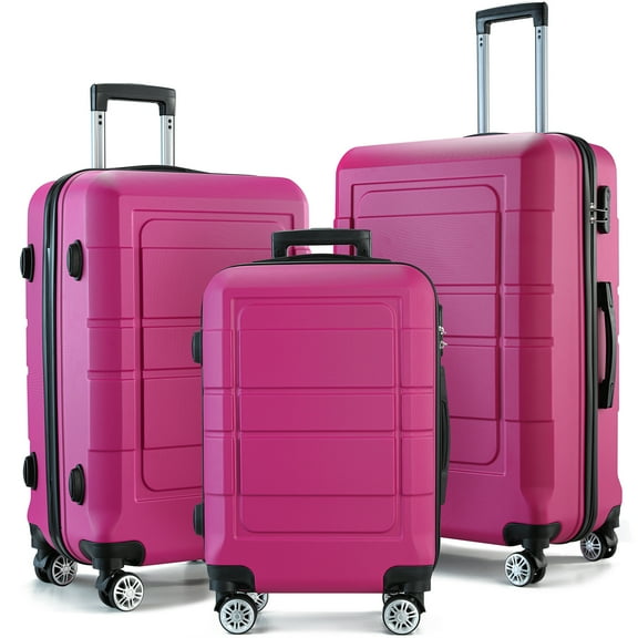 ALEX VANDO Traveler Luggage Sets On Clearance Suitcase With Wheels For Women Men 3pcs Set Carry on Luggage for Airplane Rose Red (20"/24"/28")
