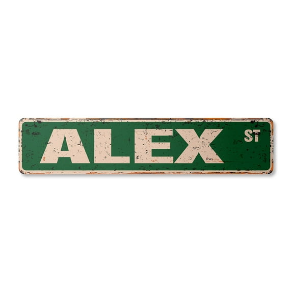 ALEX Vintage Plastic Street Sign Childrens Name Room Sign | Indoor/Outdoor | 36" Wide