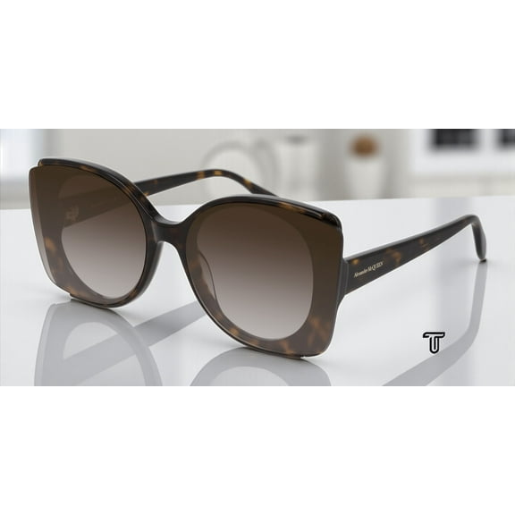 ALEXANDER MCQUEEN AM0250S 003 Butterfly Havana Dk Brown 65 mm Women's Sunglasses