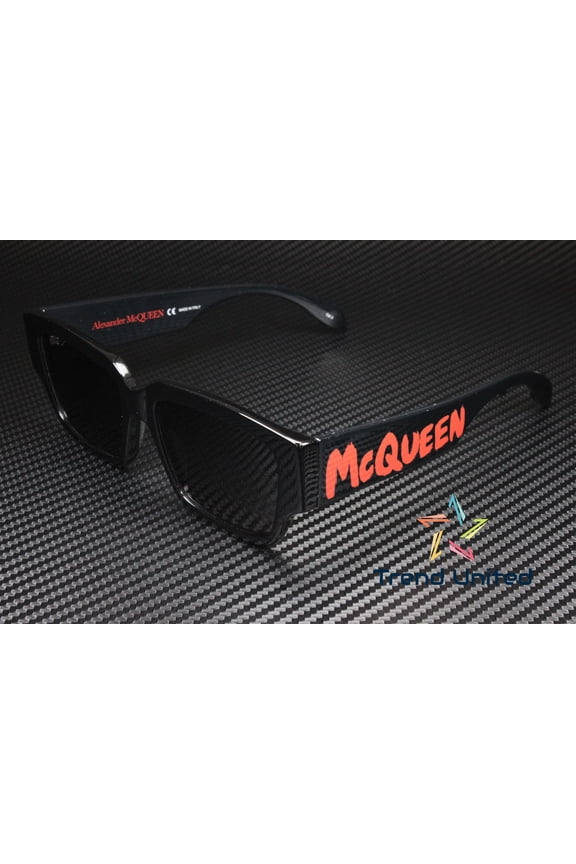 AM0329S 002 Square Black Shiny Grey 56 mm Men's Sunglasses