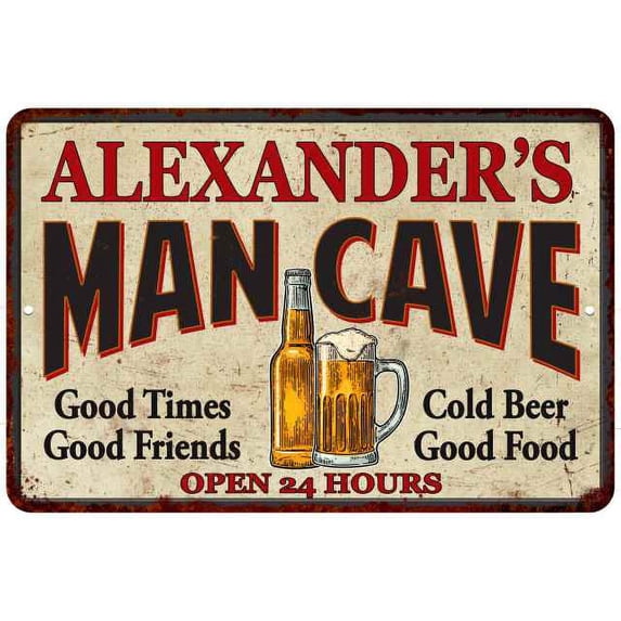 ALEXANDER'S Man Cave Gift Metal Sign Wall Decor Gift 12x18 112180011144