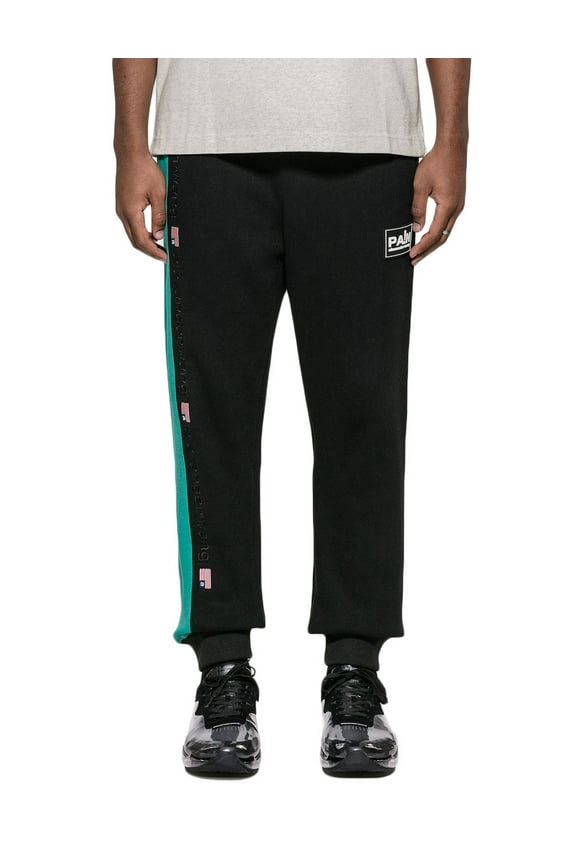 Men's Colorblock Sweatpants, Black/Jade, Medium