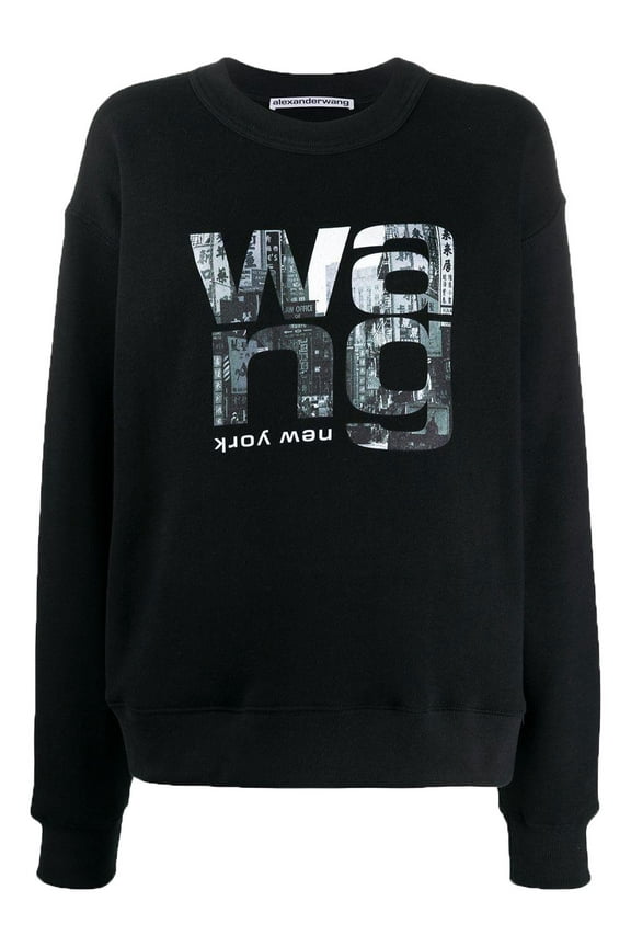 Men's Crewneck Graphic Print Sweatshirt, Black, X-Large