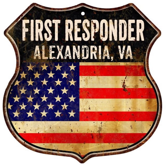 ALEXANDRIA, VA First Responder USA 12x12 Metal Sign Fire Police 211110022157