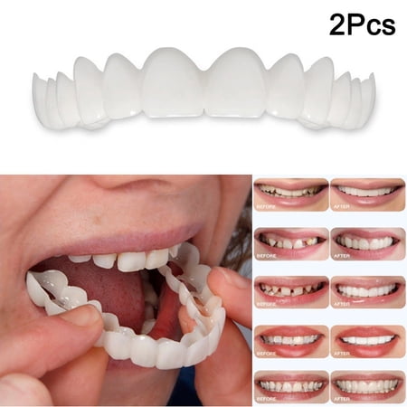 ALEXTREME 2 Pieces Smile Denture Fit Flex Cosmetic Teeth Comfortable Veneer Cover