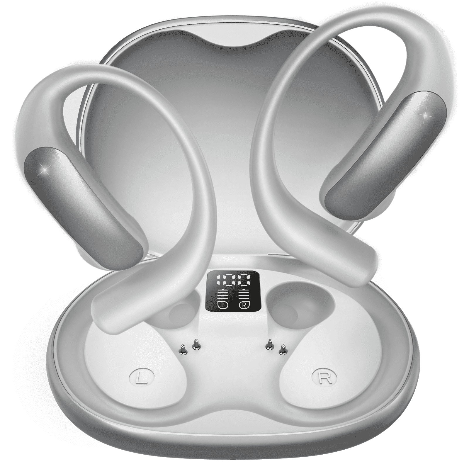 ALEXUNICON AI Translation Earbuds Real Time, 3-in-1 Language Translator Earbuds with 144 Languages, Wireless Bluetooth Headphones Translation Device for Travel Learning Silver