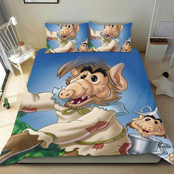 ALF The Animated Series-themed Bed Sheet Set Three Piece Set Comfortable And Skin Friendly Unique Design Home Decor Gifts For Family Friends fans54''x79''135cm*200cm